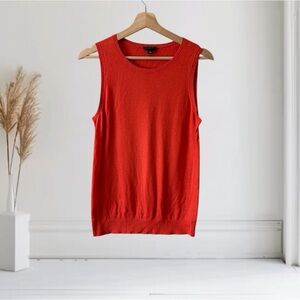 Ann Taylor Sleeveless Knit Sweater Top Round Neck Orange Size Medium M